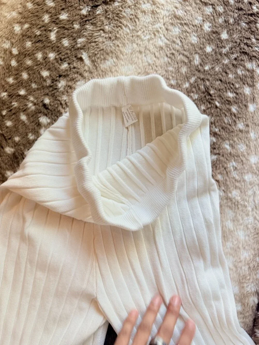 Size S White Ribbed Knit Tank & Wide Leg Sweater Lounge Pant Set